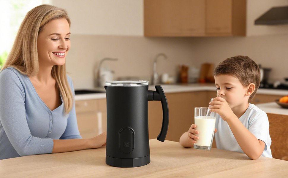 Електричний пінощікач для молока 400W, 350мл, нержавіюча сталь, 4 режими, для капучино, лате, макіато, гарячого шоколаду, для дому, офісу, як подарунок