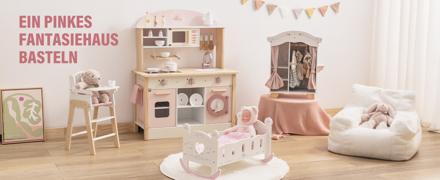 Дерев'яна дитяча кухня ROBUD з реалістичним аксесуаром. Ігровий набір для дітей, сучасний дизайн, подарунок від 3 років.