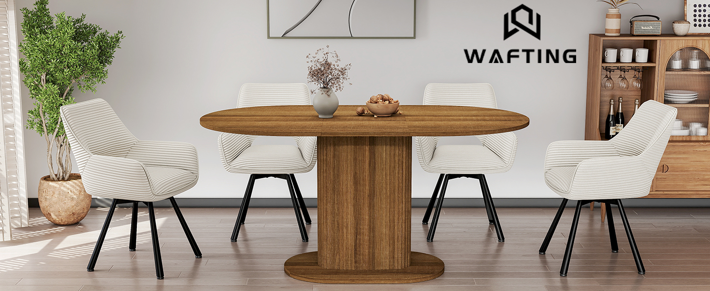 Овальний обідній стіл WAFTING Modern, для 4-6 осіб, 160x90x75 см, з імітацією горіха