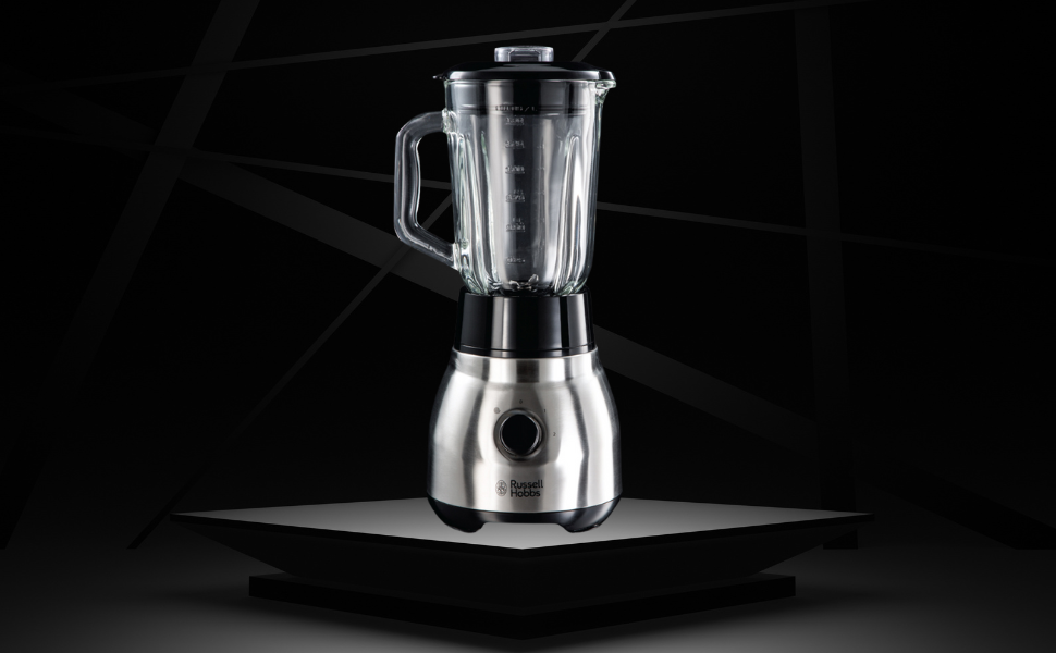 Блендер стаціонарний Russell Hobbs 2-в-1 зі скляною чашею 1.5л та міні-блендером для смузі 0.6л - подрібнювач льоду, BPA-free, нержавіюча сталь 23821-56