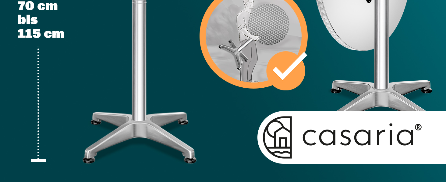 Столик Casaria® 2in1: регульована висота, складний, Ø 60 см, алюміній, для вулиці та дому