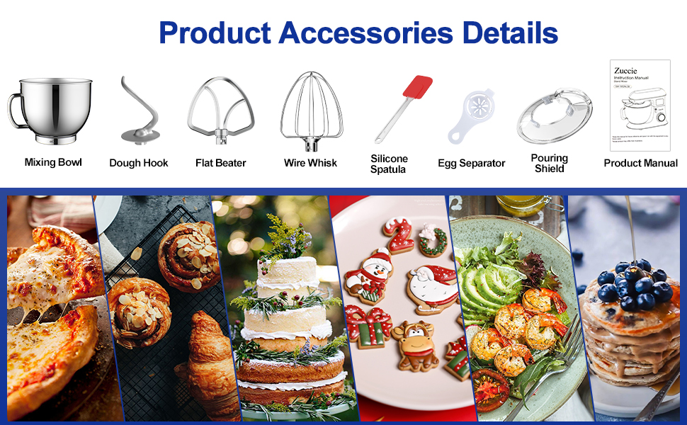 Кухонна машина 1500W 8L з 6 швидкостями, функцією ферментації та LCD-дисплеєм. В комплекті міксер, гак для тіста та вінчик. Чорний колір.