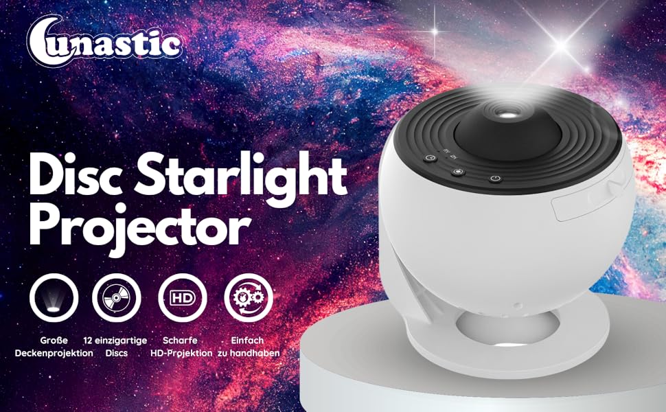 Світлодіодний галактичний проектор LUNASTIC Planetarium (12 дисків Starlight) для дорослих і дітей