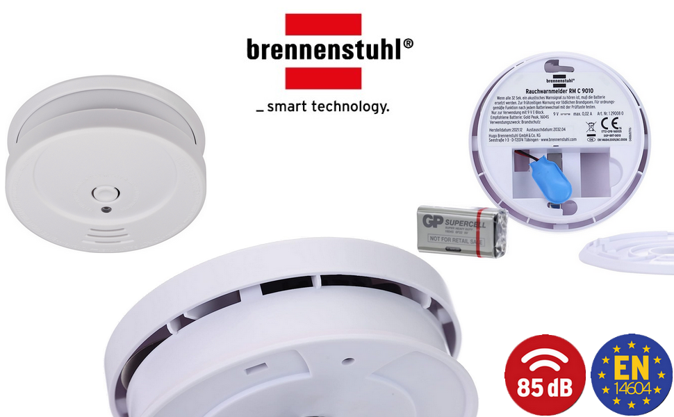 Набір димових сповіщувачів Brennenstuhl X RM C 9010 з змінною батареєю (сертифіковано EN 1404, гучний сигнал) білий (2)