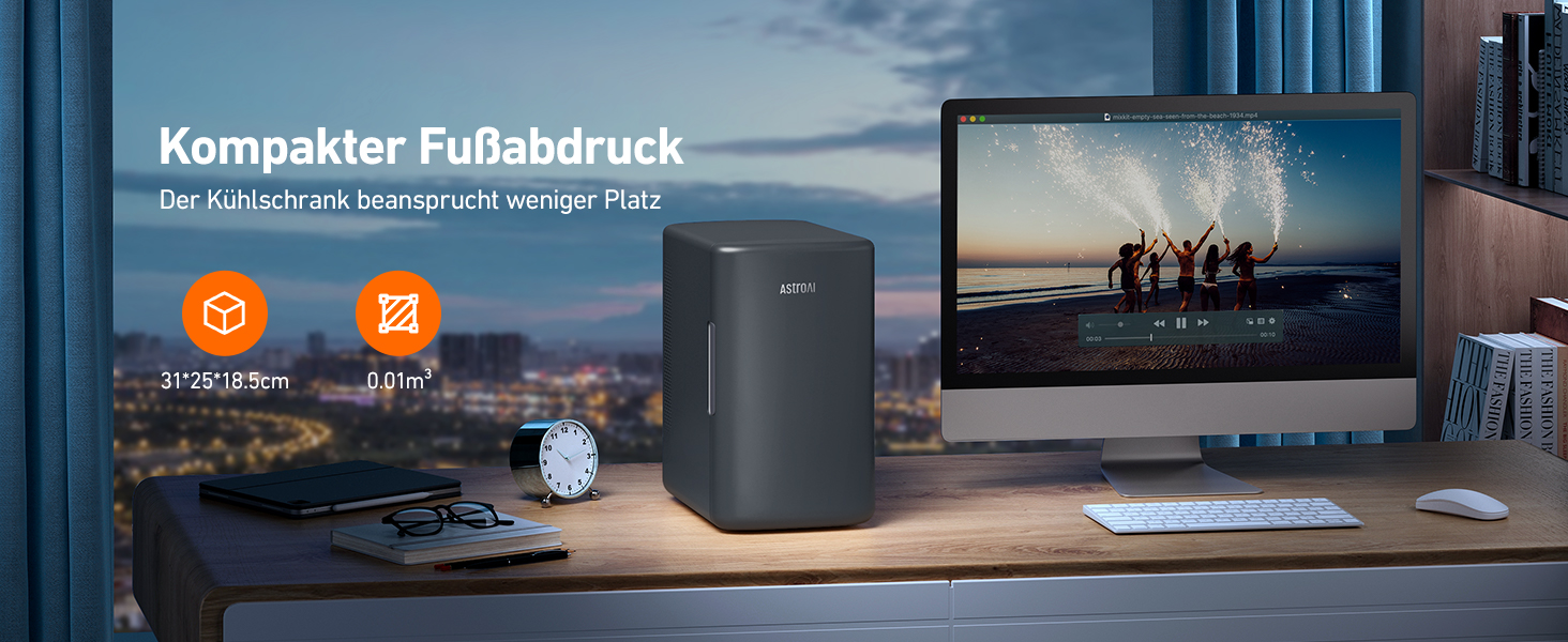 AstroAI Міні холодильник 2 в 1, 6 літрів: охолодження та підігрів, 12V/220V, для авто, офісу, гуртожитку, чорний
