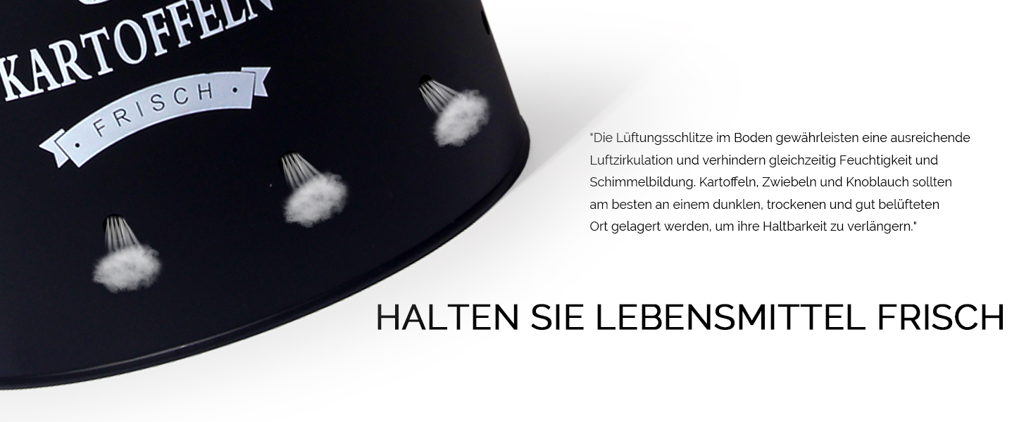 Набір контейнерів для зберігання картоплі Theo&Cleo, ретро дизайн, металевий, для кухні, чорний