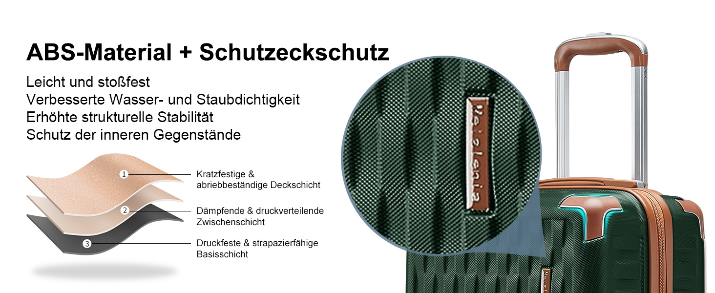 Набір дорожніх валіз Melalenia 7 предметів, легка жорстка оболонка, 4 колеса, TSA-замок, включаючи косметичку, сумку та рюкзак (Зелений)