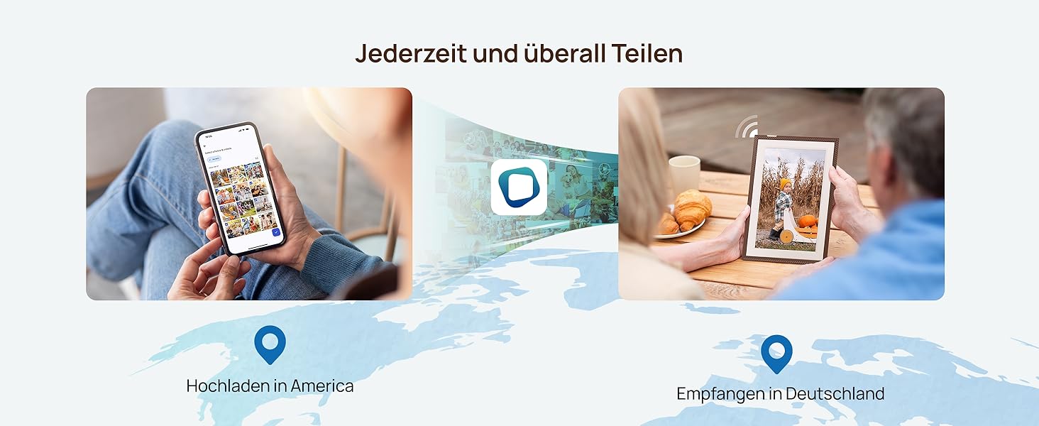 Цифровий фоторамка ARZOPA 15.6 дюймів з безлімітним хмарним сховищем, віддаленою передачею фото та відео, FHD сенсорним екраном. Ідеальний подарунок! Модель D15 (Коричневий)