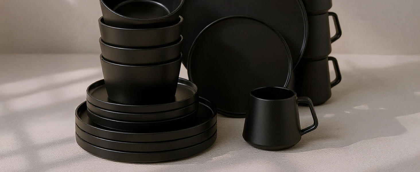 Набір посуду Miamio для 8 осіб (24 елементи) з каменю, сучасний сервіз, підходить для миття в посудомийній машині та використання в мікрохвильовій печі, білий колір