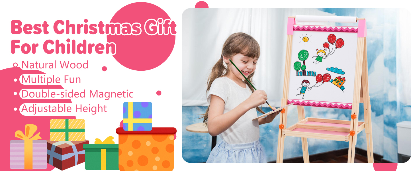 Дитяча мольберт Kinder Staffelei з рулоном паперу, двосторонній, складний, регульована висота, 92 аксесуари, подарунок для дітей