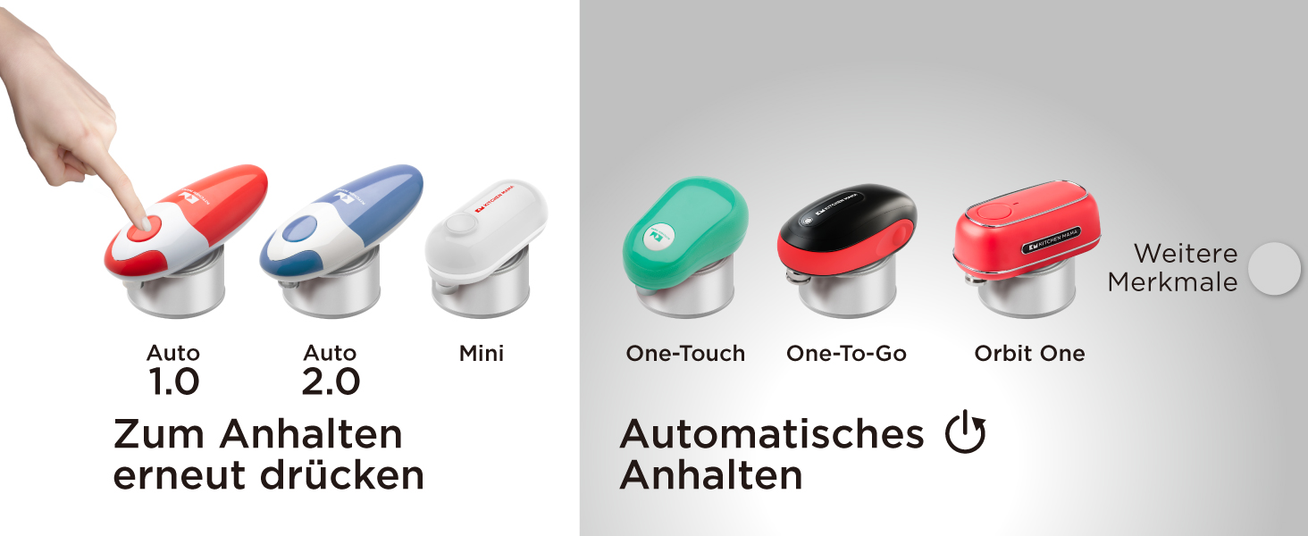 Електричний відкривач консерв Kitchen Mama 2.0: автоматичний, бездротовий, з гладкою кромкою, для безпечного відкривання, працює від батарейок (мармуровий чорний)