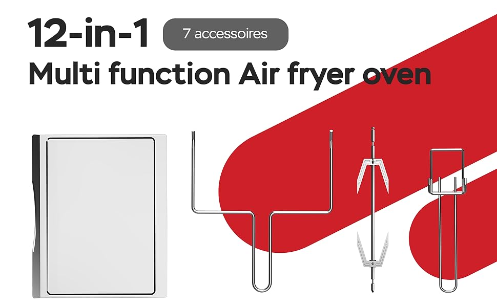 TurboTronic Цифровий Конвекційний Духовий Шовкопряд - XXL 32 літри з поворотним шампуром для курки 5 в 1 Міні-духовка, сушарка та фритюрниця Airfryer від 25°C (Чорний)