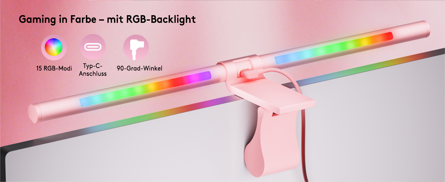 RGB-лампа для монітора Quntis 51 см з підсвічуванням, пультом керування, 15 режимів, для геймінгу, USB, для ПК, офісу