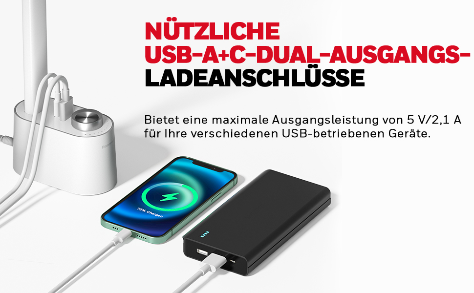 Настільна лампа Honeywell з USB, з можливістю затемнення, легко для очей, складна, HWT-H01 (біла)