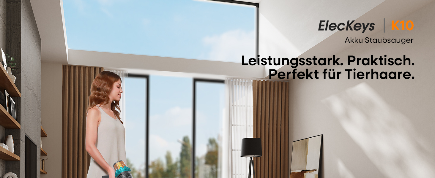 Акумуляторний пилосос ElecKeys K10 50000Pa/580W 70хв, бездротовий з LED дисплеєм, 1.8л, анти-заплутування, для шерсті тварин, килимів, підлоги, авто, синій