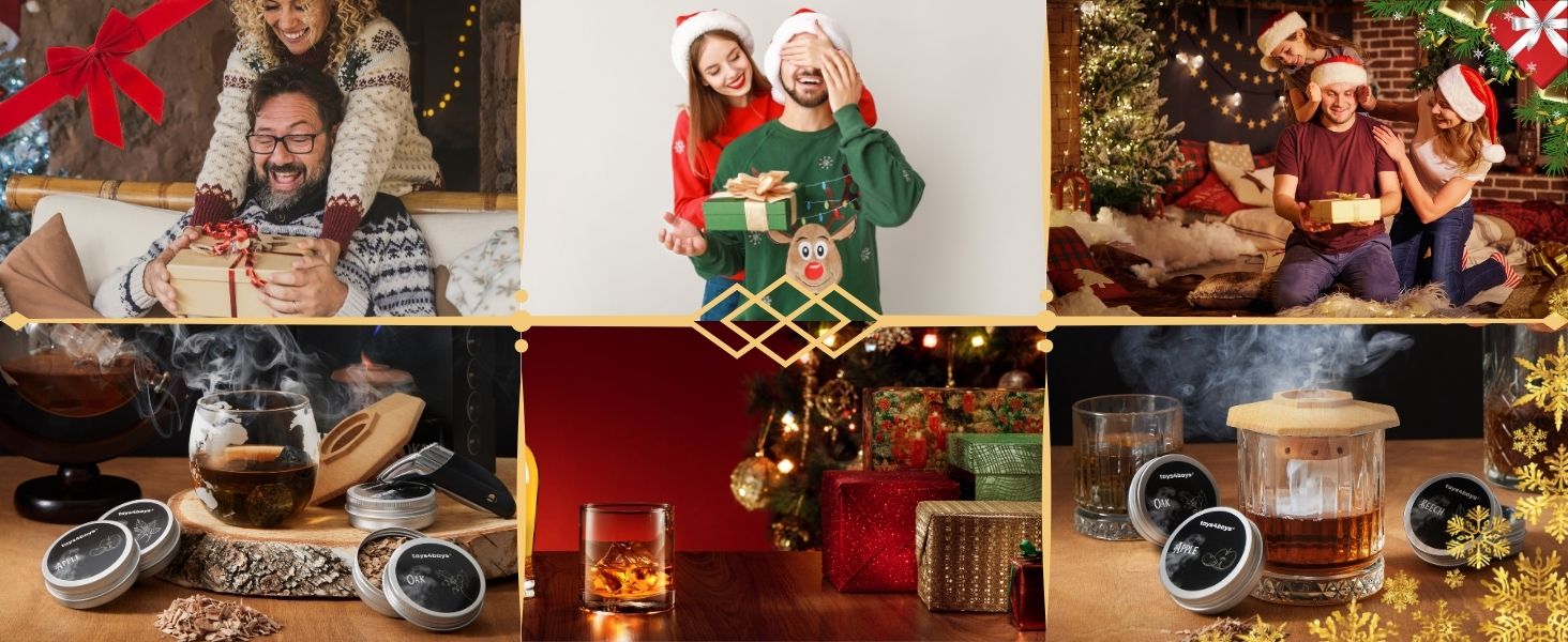 Набір для копчення віскі Toys4Boys Premium - з дерев'яною кришкою, 4 арома-стружками та запальничкою. Ідеальний подарунок для чоловіків.