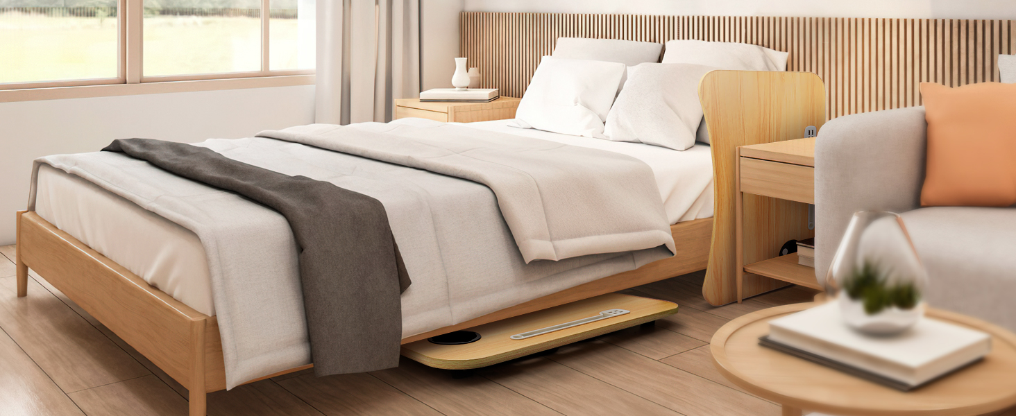 Столик для ноутбука на ліжко, складаний, з USB, ящик, підставка для планшета, тримач для напоїв, 60 x 40 см, колір дерева