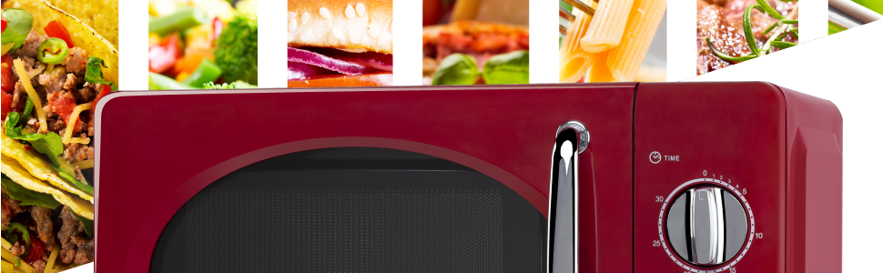 Мікрохвильова піч Orbegozo MI2020 20л, 700 Вт, червона, ретро-дизайн, 6 рівнів потужності, таймер 30 хв