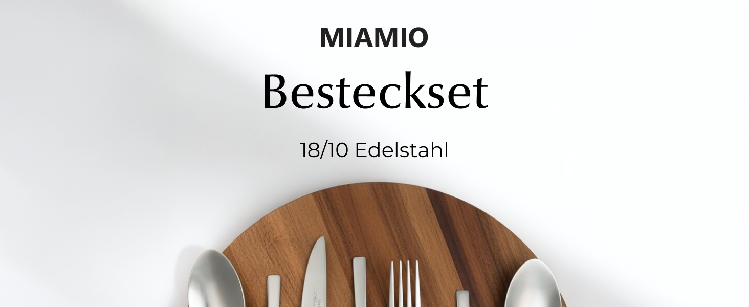 Набір столових приборів Miamio для 6 осіб (72 шт.) з нержавіючої сталі 18/10, сріблястого кольору, придатний для миття в посудомийній машині