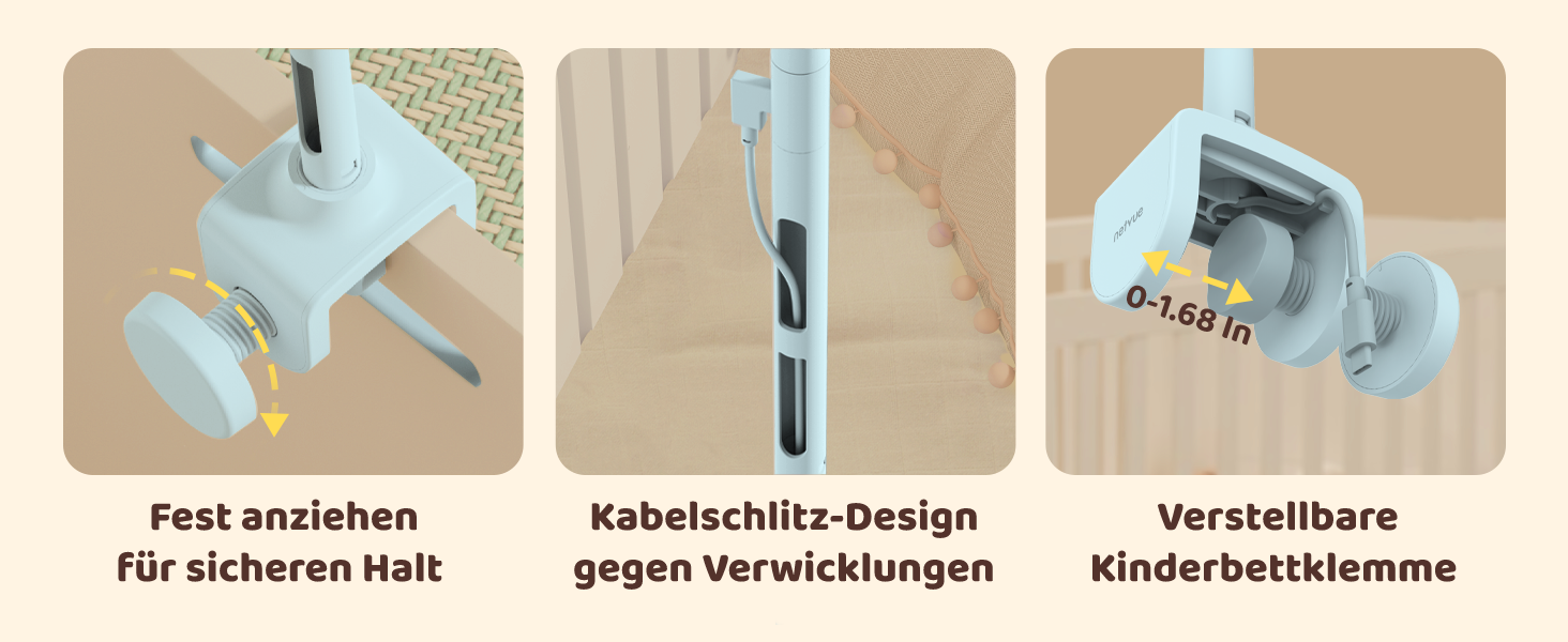 Відеоняня NETVUE Blau: дитяча IP-камера 1080P з кріпленням 4-в-1, двостороннім аудіо, датчиком руху, моніторингом температури та аналізом сну