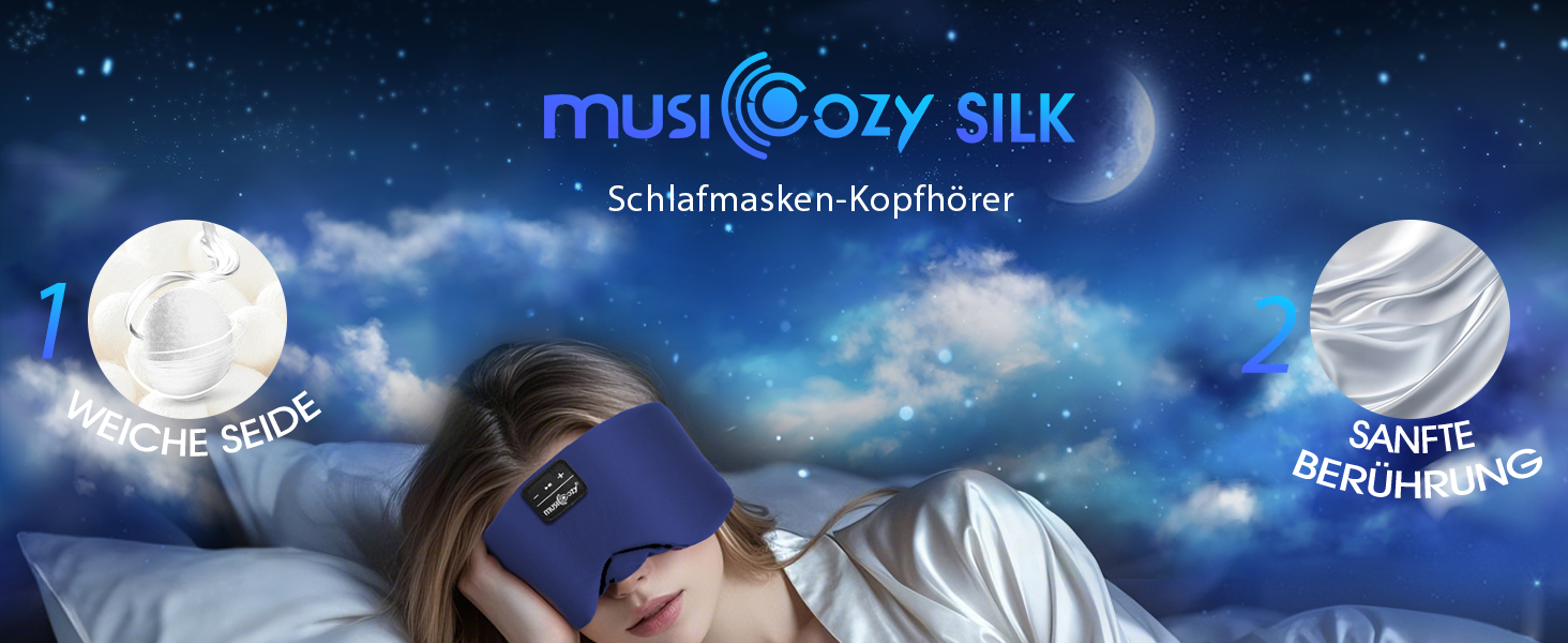 Маска для сну з Bluetooth-навушниками, 100% затемнення, шовкова тканина, для чоловіків та жінок, м'які навушники, Bluetooth-маска для сну, подорожей, блакитний колір