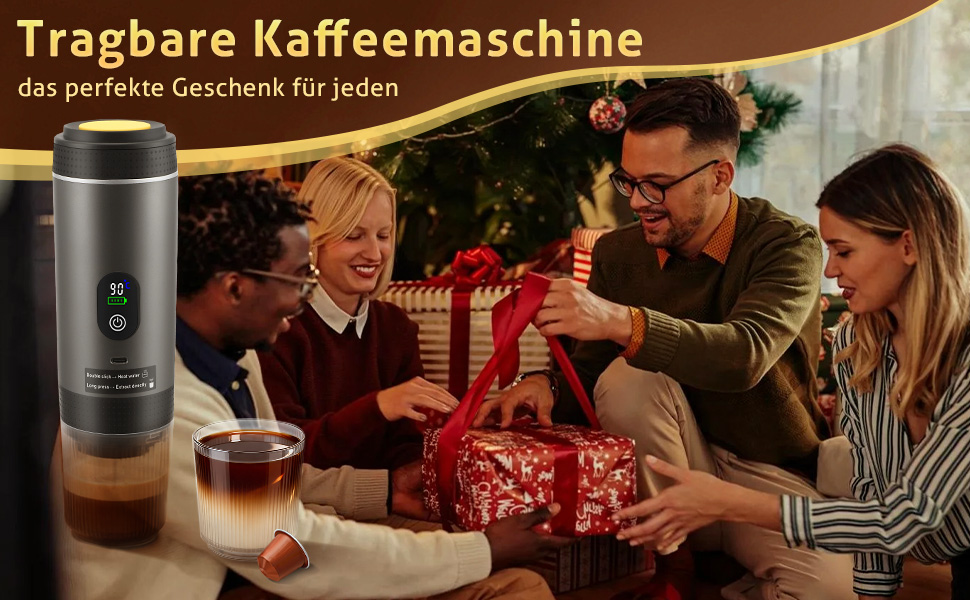 Hoyiyobi Міні кавомашина на акумуляторі, портативна еспресо-машина, 3-в-1 для дому, офісу та подорожей