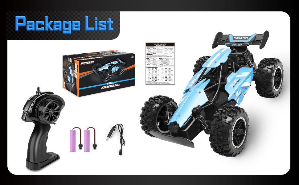 RC Автомобіль Monster Truck 1:18 2.4GHz, позашляховик, швидкість 20+ км/год, водонепроникний, синій