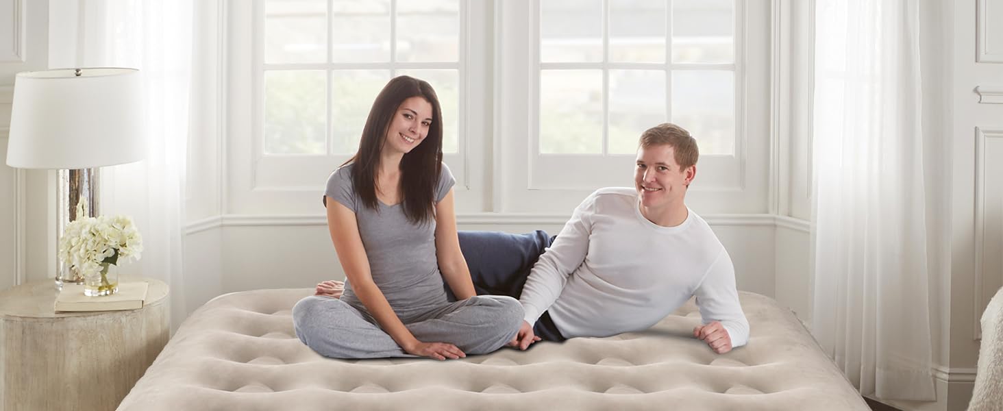 Надувний матрац 2 персони з електричною помпою, 190x125x20 см - для дому та кемпінгу