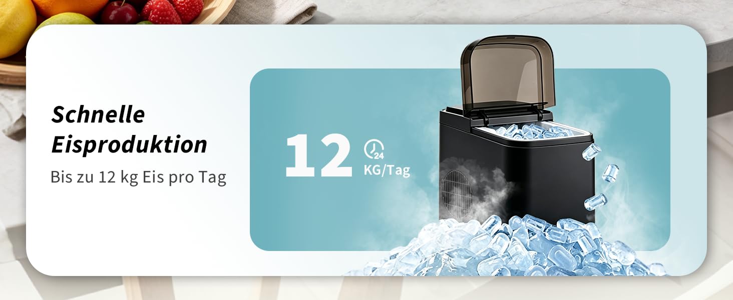 Льодогенератор Citybee з функцією самоочищення, 12 кг/доба, компактний Ice Maker для кухні, офісу та вечірок (Сірий)