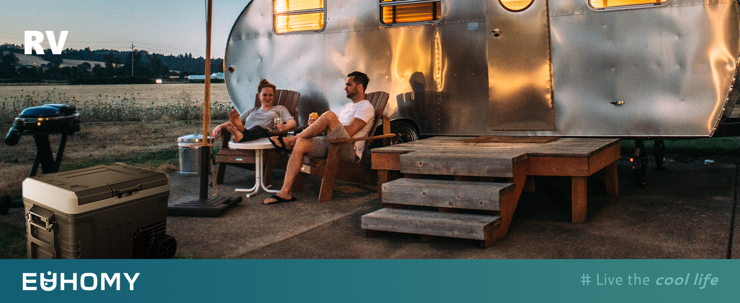 Автохолодильник EUHOMY 35л з Wi-Fi, 12/24V та 220V, портативний компресорний холодильник-морозильник (-20°C~20°C) з колесами та кошиками для подорожей, кемпінгу - чорний