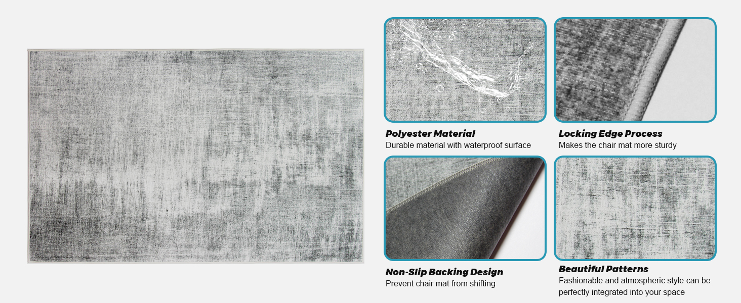 Підкладка під офісне крісло 90x120 см, сіра текстура | Захист для підлоги, килимок від ковзання | Для ламінату та плитки