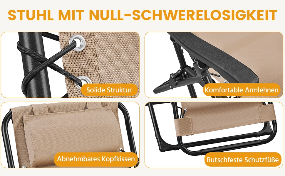 Розкішна лежанка Yaheetech для відпочинку: складана садова лежанка з подушкою та тримачем для напоїв (Бежевий)