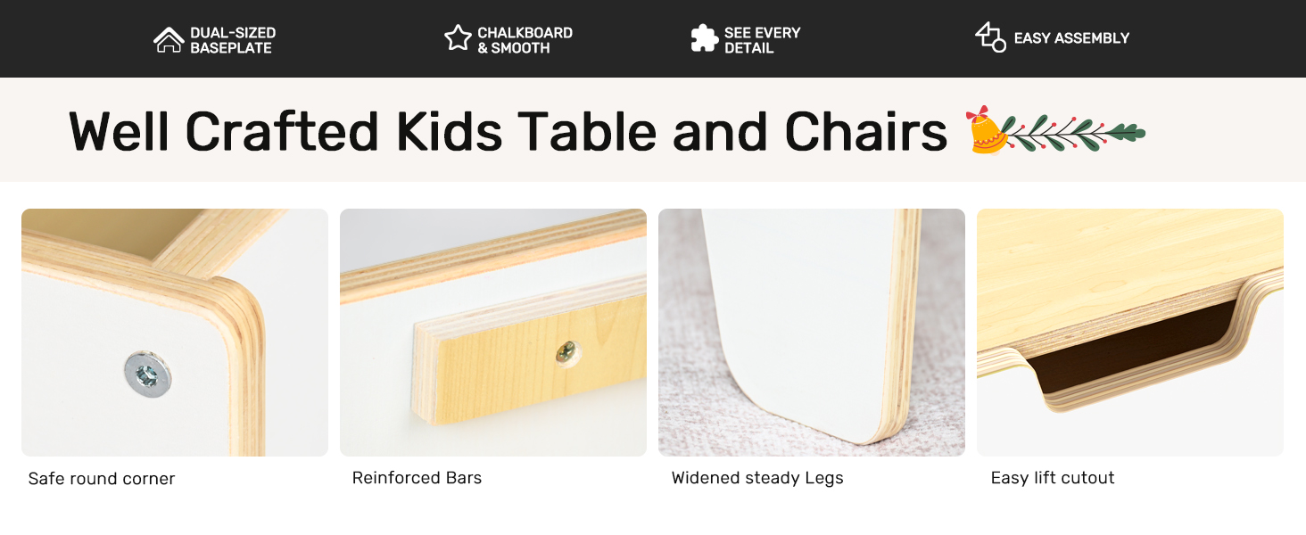 Дерев'яний дитячий набір меблів Wingyz 4-в-1: стіл, 2 стільці, стіл з місцем для зберігання. Ідеально для малювання, ігор та активностей.