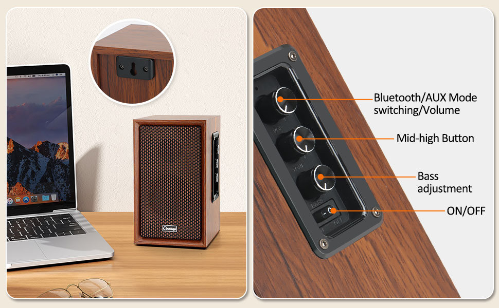 Дерев'яні колонки для ПК 2.0 40W – потужний бас, Hi-Fi, USB/Bluetooth, DSP, для ноутбука та комп'ютера