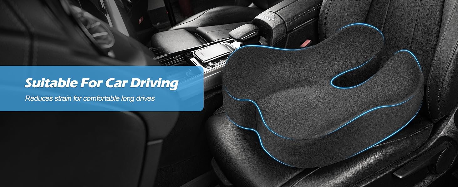 Подушка для офісного крісла Lofty Aim з піни Memory Foam: ортопедична, для попереку, від болю в сідницях, для офісу, авто, літака, інвалідного візка – чорний та темно-сірий