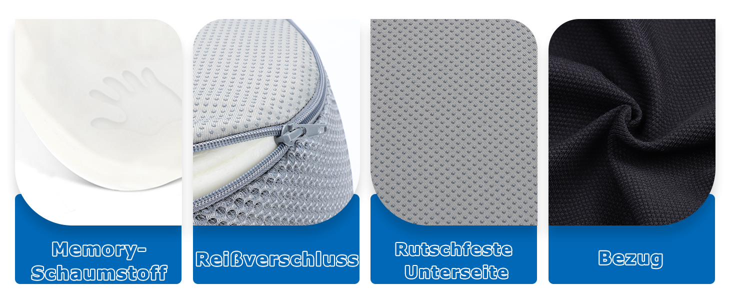 Подушка для офісного крісла з Memory Foam: ортопедична підкладка під куприк для зменшення тиску, широка подушка для сидіння для офісу, автомобіля та інвалідного візка, чорно-сіра