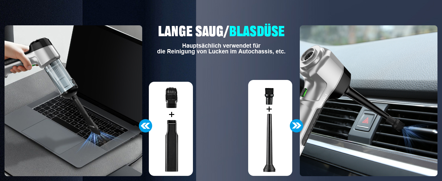 Акумуляторний ручний пилосос 4-в-1 для авто та дому, потужність 25000Па, бездротовий електроповітродув для прибирання шерсті, кухні та ПК, чорний