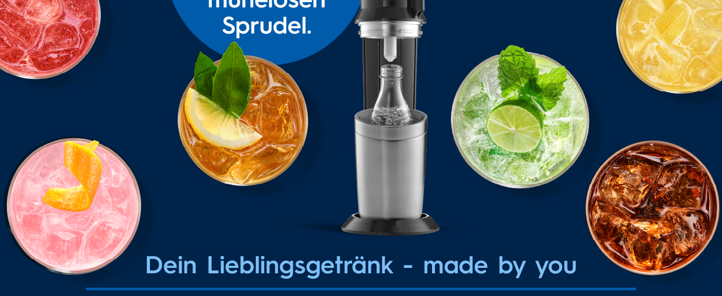 Сифон для газування води SodaStream CRYSTAL 3.0, 2 скляні карафани по 0,7л та балон CO2 з системою Quick Connect