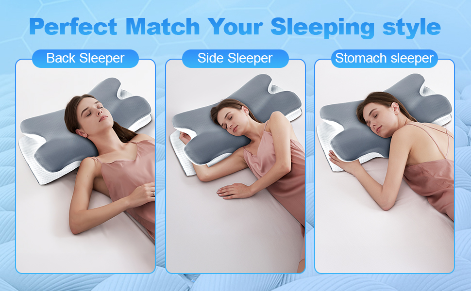 Ортопедична подушка для шиї LNZHAO з memory foam - підтримка для сну на боці, спині та животі - для зняття болю в шиї та плечей (темно-сіра)