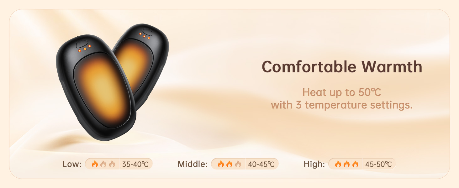 Електричні грілки для рук Jonwall, 2 шт., USB, багаторазові, 3 рівні нагріву, для кемпінгу, полювання, гольфу, чорні