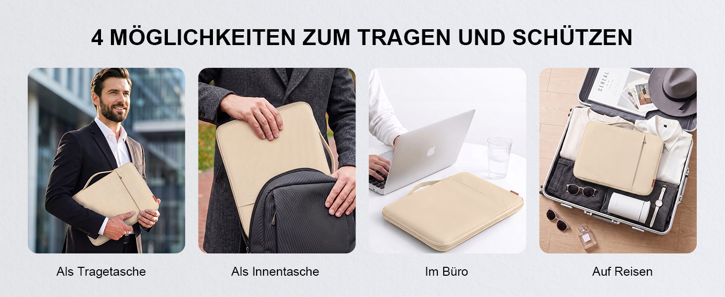 Чохол-сумка для ноутбука DOMISO для MacBook Pro 14 дюймів, захисний м'який кейс, бежевий
