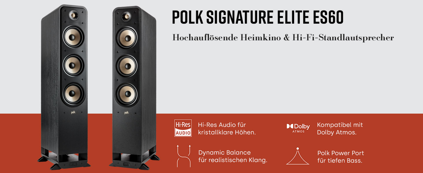 Підлогова акустика Polk Audio Signature Elite ES60 HiFi, Hi-Res, Dolby Atmos/DTSX, SIGS60ELBK, Білий