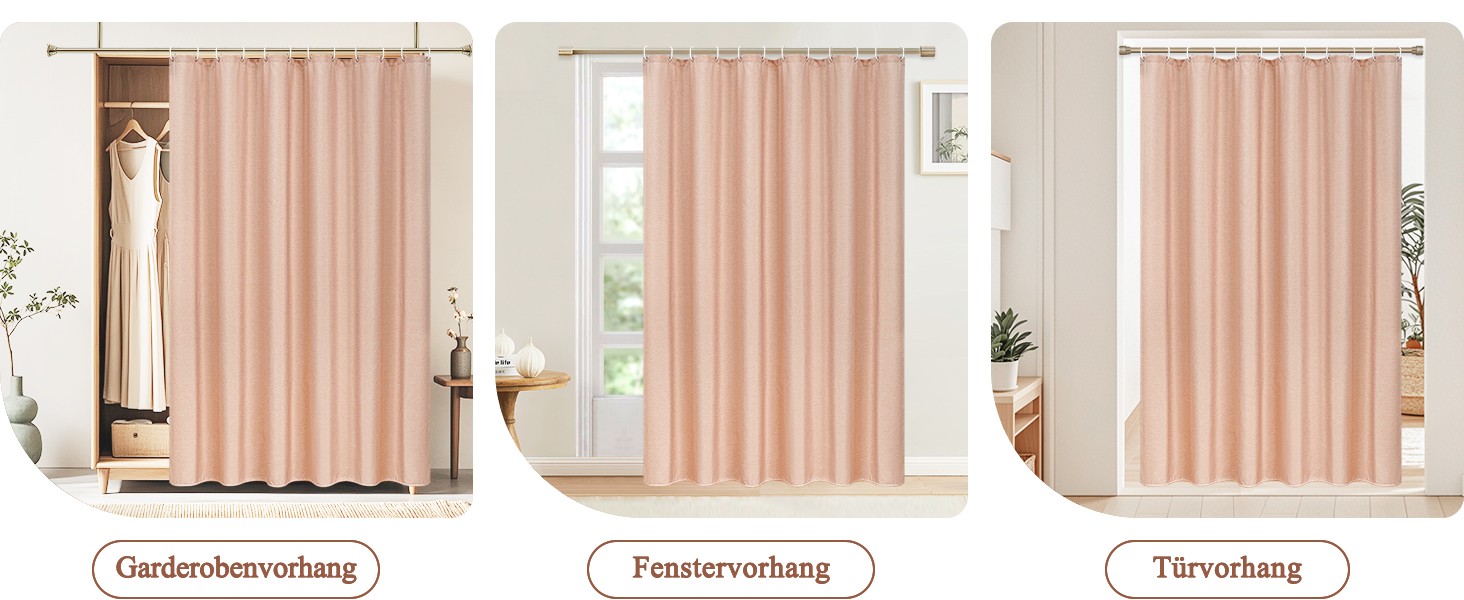 Шторка для душу EurCross з льону, текстурована, 180x220 см, текстиль, водонепроникна, з 12 колечками, рожева, для готелю, антигрибкова, миється