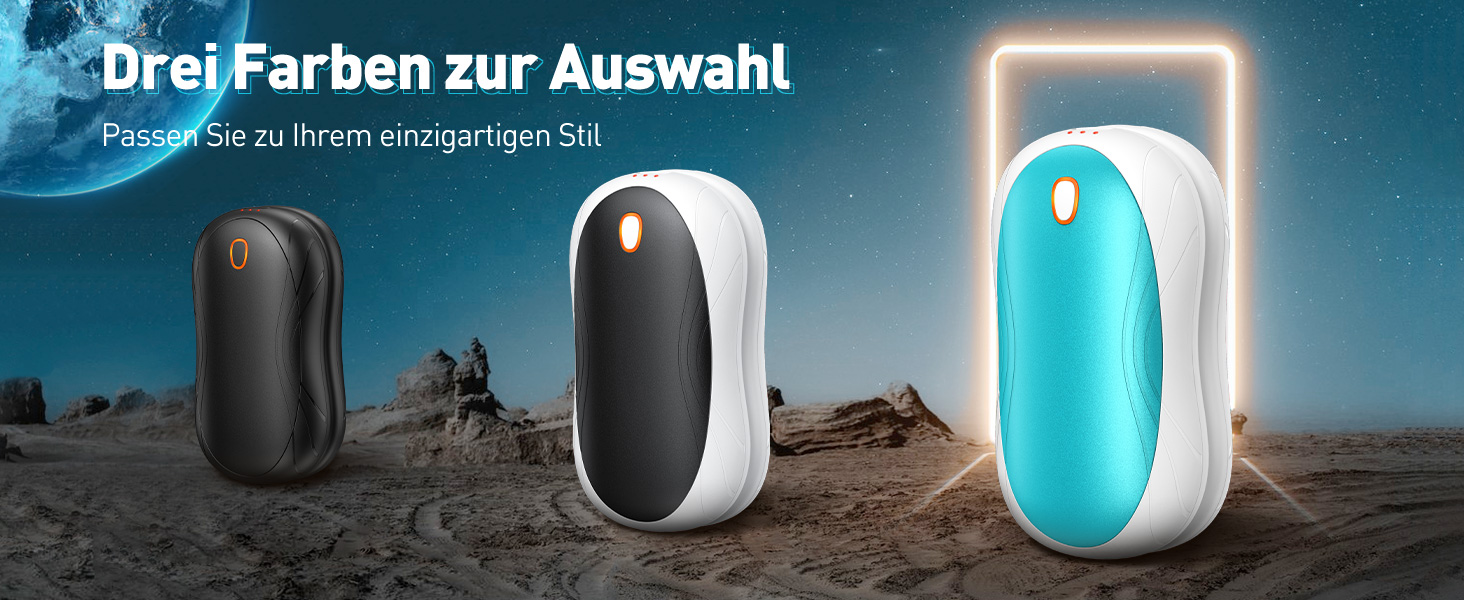 Електричні грілки для рук Cnkeeo, 2 шт. з роздільним магнітним з'єднанням, Powerbank USB, 3 режими нагріву, для спорту, риболовлі, полювання, чорно-білі (блакитно-білі)