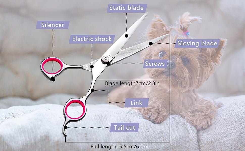 Ножиці для догляду за шерстю для собак і кішок, ножиці для стрижки собак з нержавіючої сталі, 17 см