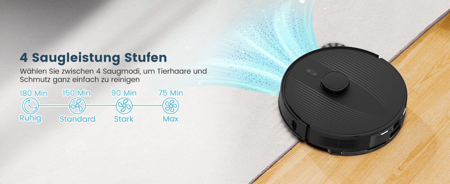 Робот-пилосос AIRROBO T20+ з функцією миття, 3.5л, станція самоочищення, 180хв роботи, LiDAR навігація, потужне всмоктування, керування через додаток, колір: чорний