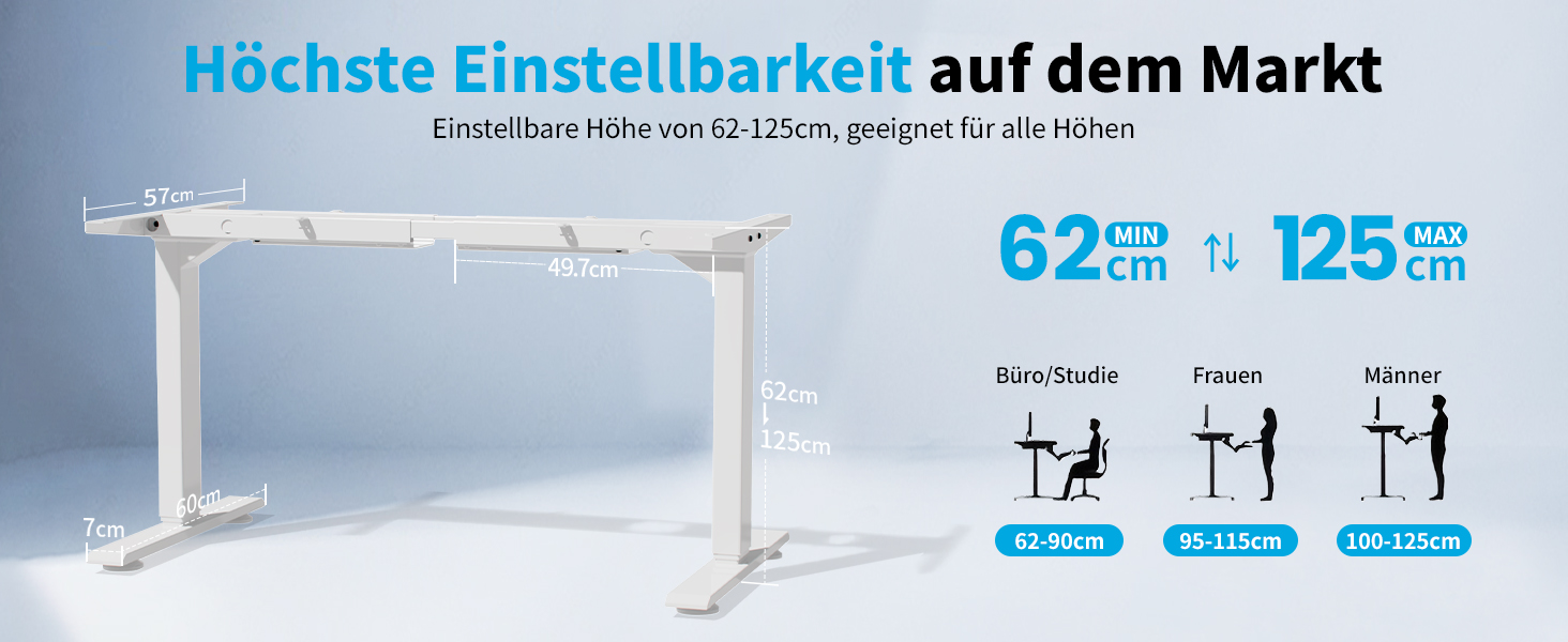 Електричний регульований стіл MAIDeSITe T2 Pro Plus (Чорний, Сірий) з 2 моторами, 3 ступені регулювання та пам'ять