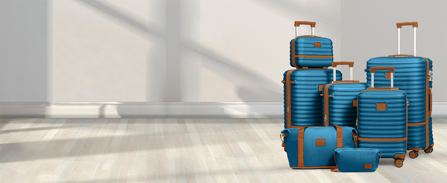 Набір дорожніх валіз Joyway 6 предметів, жорстка оболонка, з косметичкою, 4 колесами та TSA-замком, білий (комплект з валізою та сумкою)