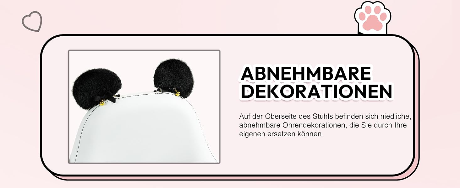 Ігровий крісло Dowinx Panda Edition - ергономічне комп'ютерне крісло з підніжкою, PU-шкіра, поперекова підтримка, чорно-білий дизайн