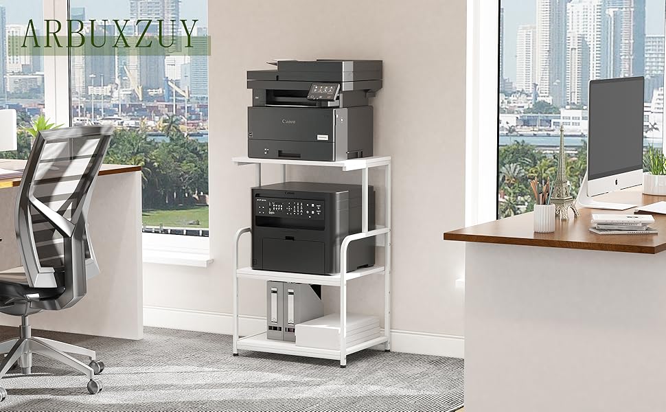 Двоярусний стіл для 3D-принтера з роликами, 50x40x80 см, білий